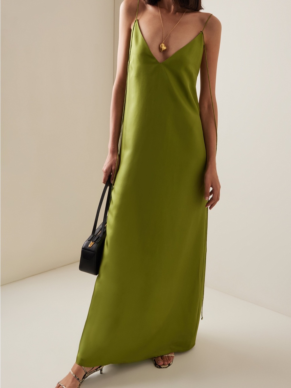 Rohe Silk Slip Maxi Dress in Garden green (NWT 6)